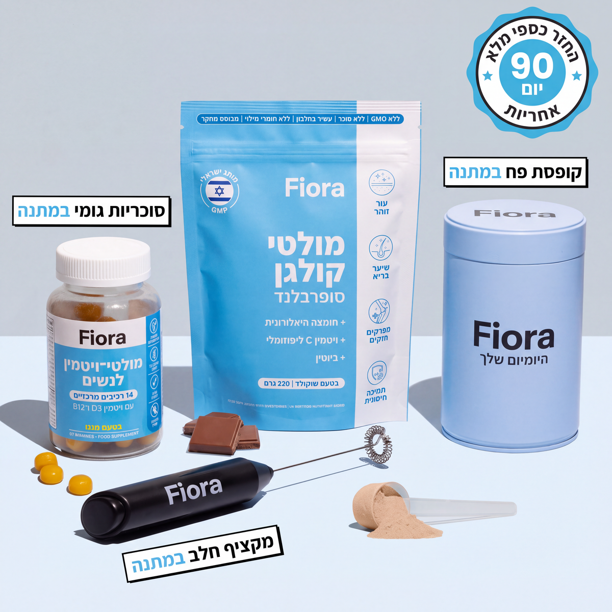 מולטי קולגן Fiora עם המתנות