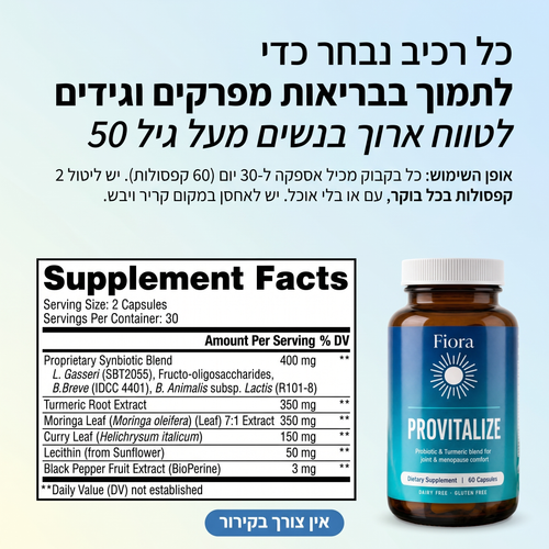 Provitalize — רכיבים וטבלת תוסף